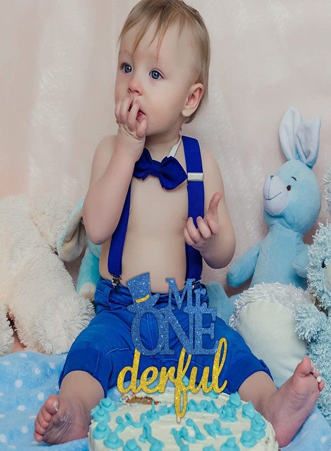 Helewilk Mr Onederful Cake Topper, Boys 1st Birthday, Baby Shower Party Decoration, Welcome Baby Boy Cake Decor, It's a Boy Gender Reveal Party Supplies - Image 5