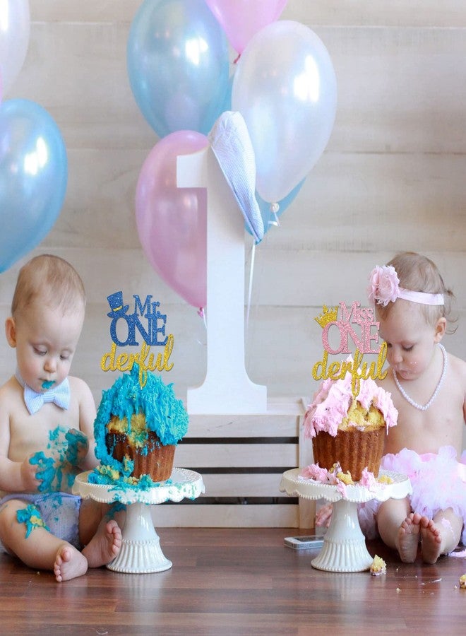 Helewilk Mr Onederful Cake Topper, Boys 1st Birthday, Baby Shower Party Decoration, Welcome Baby Boy Cake Decor, It's a Boy Gender Reveal Party Supplies - Image 4