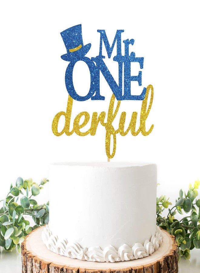 Helewilk Mr Onederful Cake Topper, Boys 1st Birthday, Baby Shower Party Decoration, Welcome Baby Boy Cake Decor, It's a Boy Gender Reveal Party Supplies - Image 1