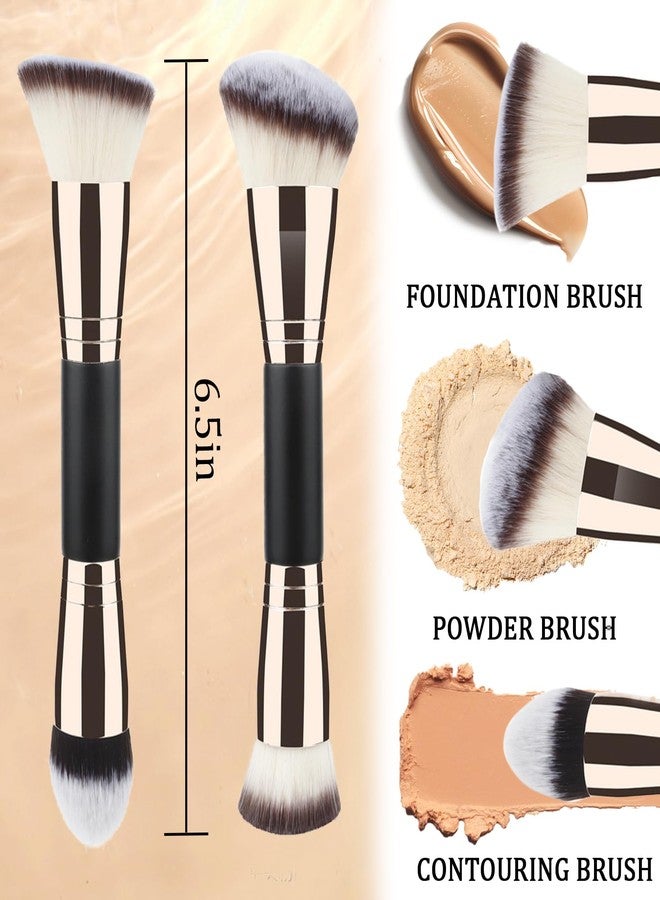 ElegGlo 2Pack Dual-Ended Makeup Brushes, Angled Foundation & Concealer - Image 2