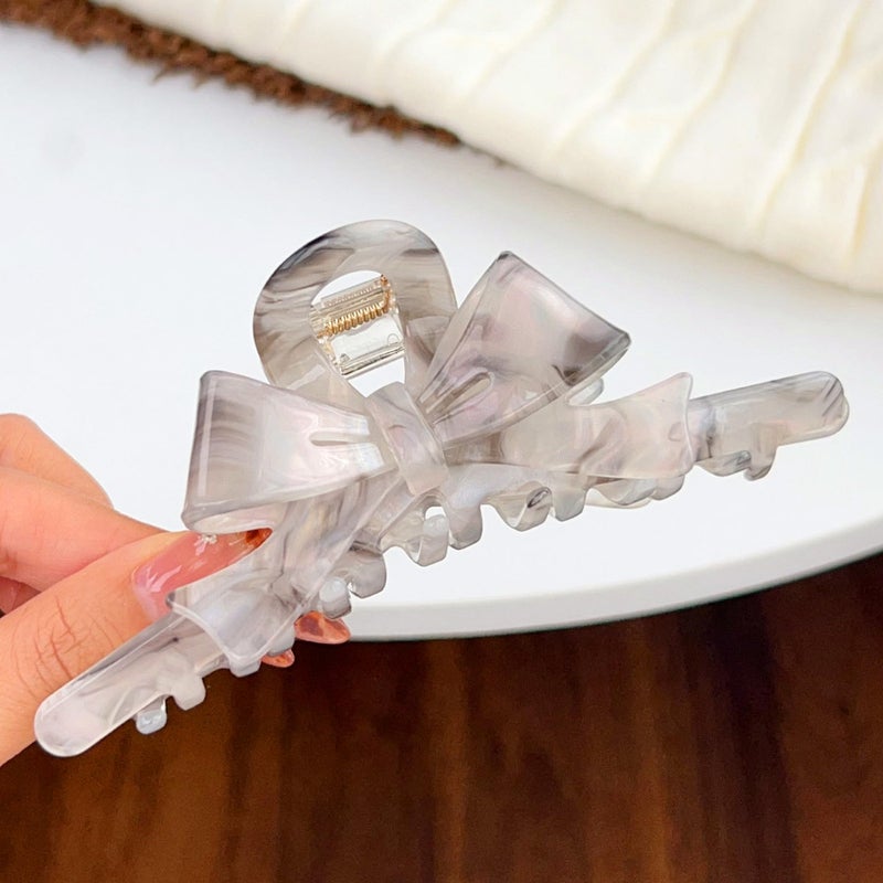 SINIDE Acetate Tortoise Shell Hair Claw Clips, Large Cellulose Celluloid Bowknot Claw Clip for Women Banana Barrettes Clips Non-slip Jaw Clamps Fashion Accessories for Long Thick Thin Hair (2 Pack) - Image 4