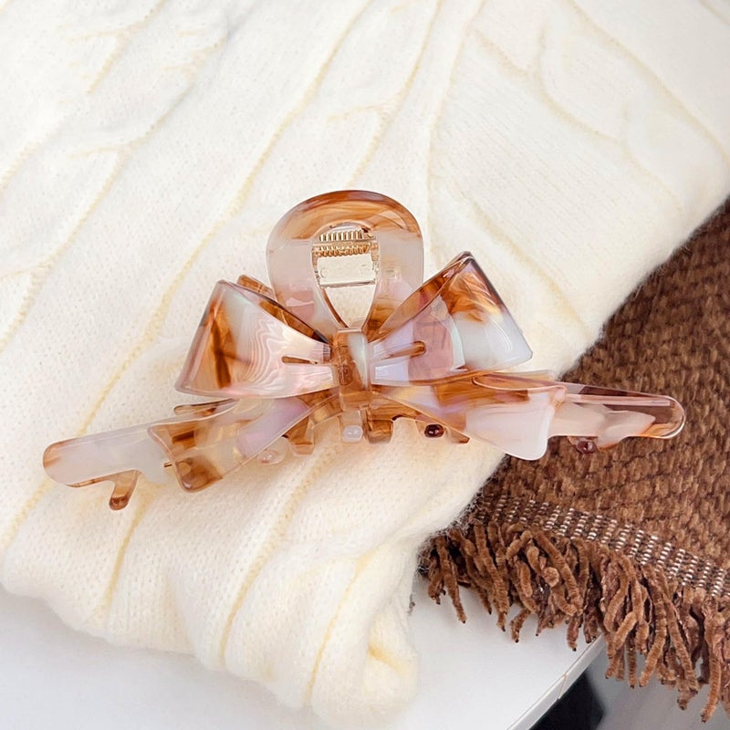 SINIDE Acetate Tortoise Shell Hair Claw Clips, Large Cellulose Celluloid Bowknot Claw Clip for Women Banana Barrettes Clips Non-slip Jaw Clamps Fashion Accessories for Long Thick Thin Hair (2 Pack) - Image 3