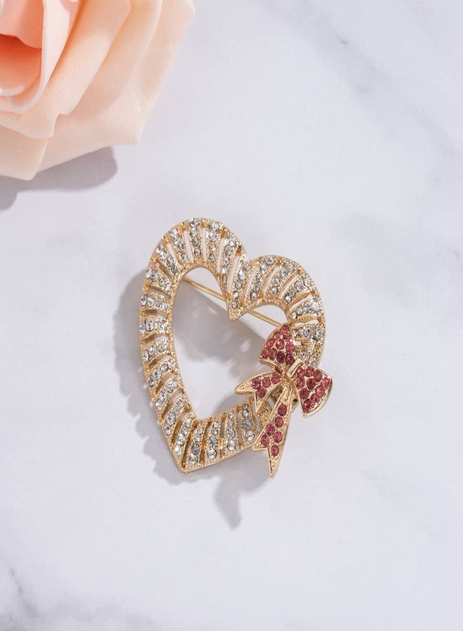 MADISON TYLER Valentines Gold Heart Brooch Pins for Women | Pave Rhinestone Love Heart and Red Bow Brooch Jewelry for Her | Couples Gifts for Backpacks Valentines - Image 5