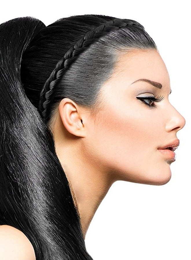 صن بيرد أطواق شعر بلاستيكية عريضة من صن بيرد مزودة بأسنان، طوق شعر بلاستيكي صلب عادي، طوق شعر غير قابل للانزلاق، حلقات ربط شعر للنساء والفتيات، إكسسوارات شعر يمكنك صنعها بنفسك (عبوة من 3 قطع، طوق شعر أسود) - Image 2