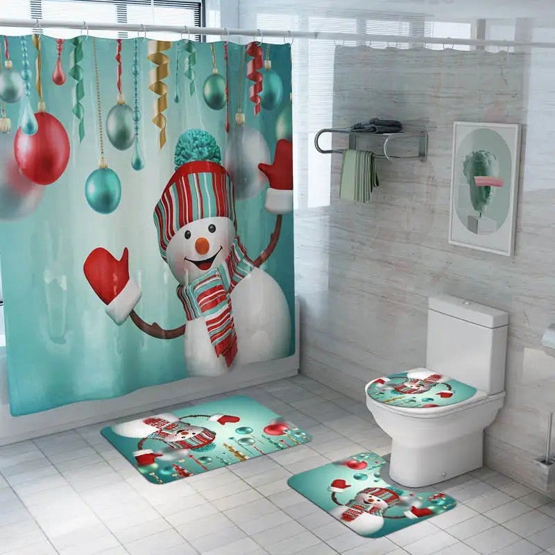 Y&D s Cool Design of  Four Bathroom Sets Fashion  Design Bath Rugs Toilet Shower Curtain - Image 1