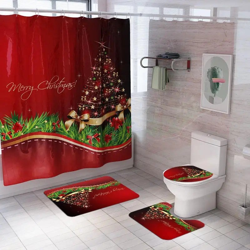Y&D s Cool Design of  Four Bathroom Sets Fashion  Design Bath Rugs Toilet Shower Curtain - Image 3