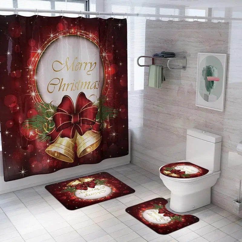 Y&D s Cool Design of  Four Bathroom Sets Fashion  Design Bath Rugs Toilet Shower Curtain - Image 4