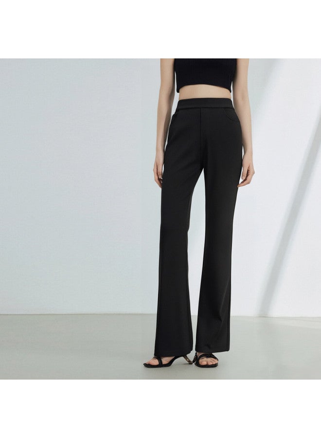 Yanyee Draped Flared Pants For Women Autumn High-end Versatile Slim Fit Trousers Black S - Image 2