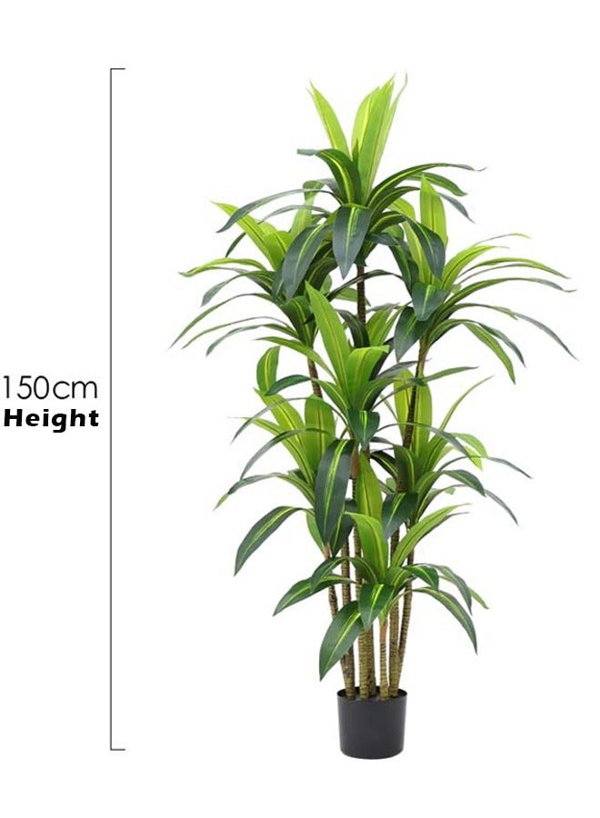 ZCM-HAPPY Large Artificial Brazilian Wood Bonsai Green Plant 150cm, Nordic Style Indoor and Outdoor Green Plant - Hotel and Garden Potted Decoration, Bird of Paradise Bonsai Ornament - Image 2