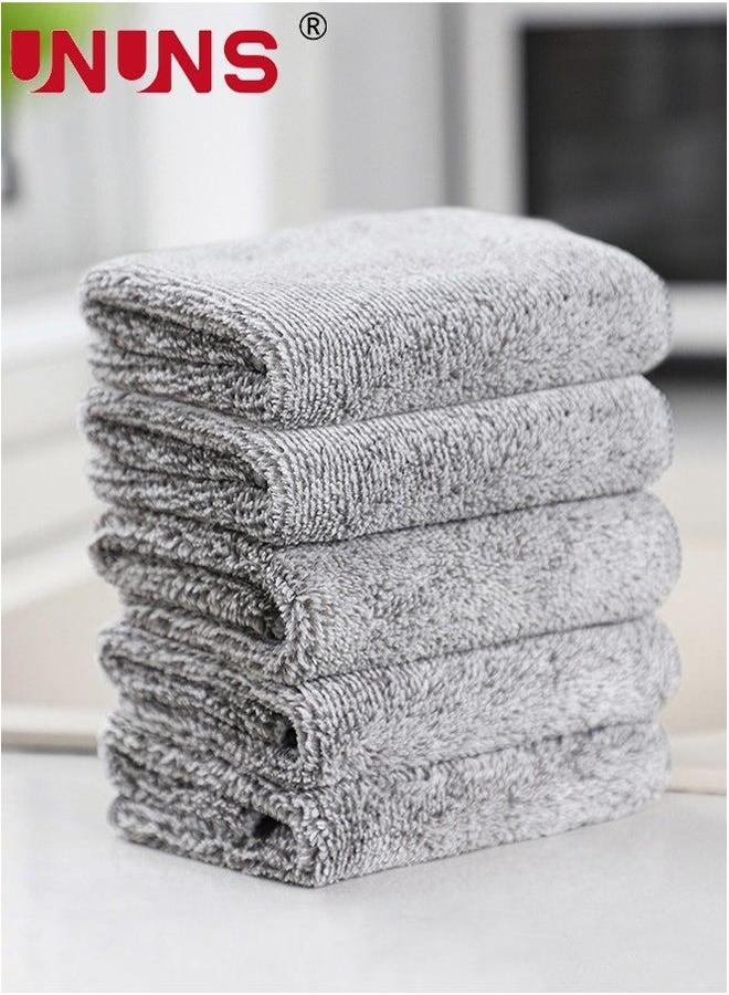 UNUNS Microfiber Cleaning Cloth,5 Pcs Kitchen Rags,High Absorbent Towels,Reusable Dish Cloth,Cleaning Cloth For Dishes,Quick-Drying Bath Clean Towels,Rags Home Car,Grey 30x30cm - Image 1