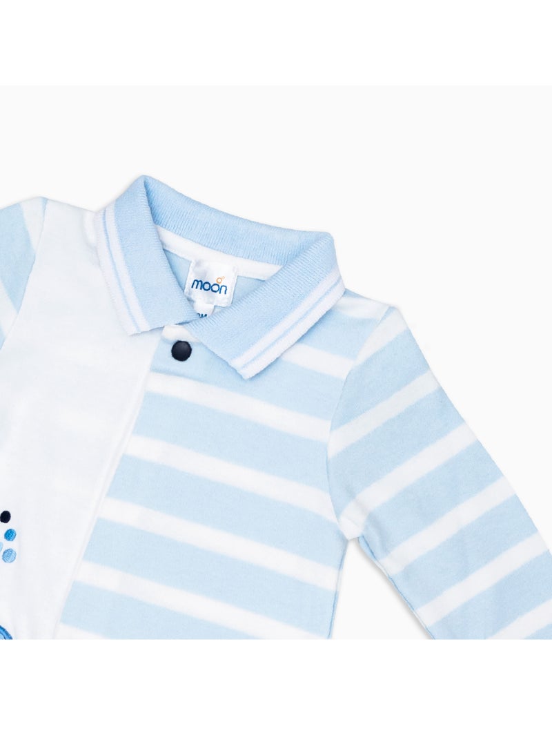 Moon بدلة نوم مزودة بأقدام من القطن 100% 0-1M زرقاء - الغواصة الصغيرة - Image 3