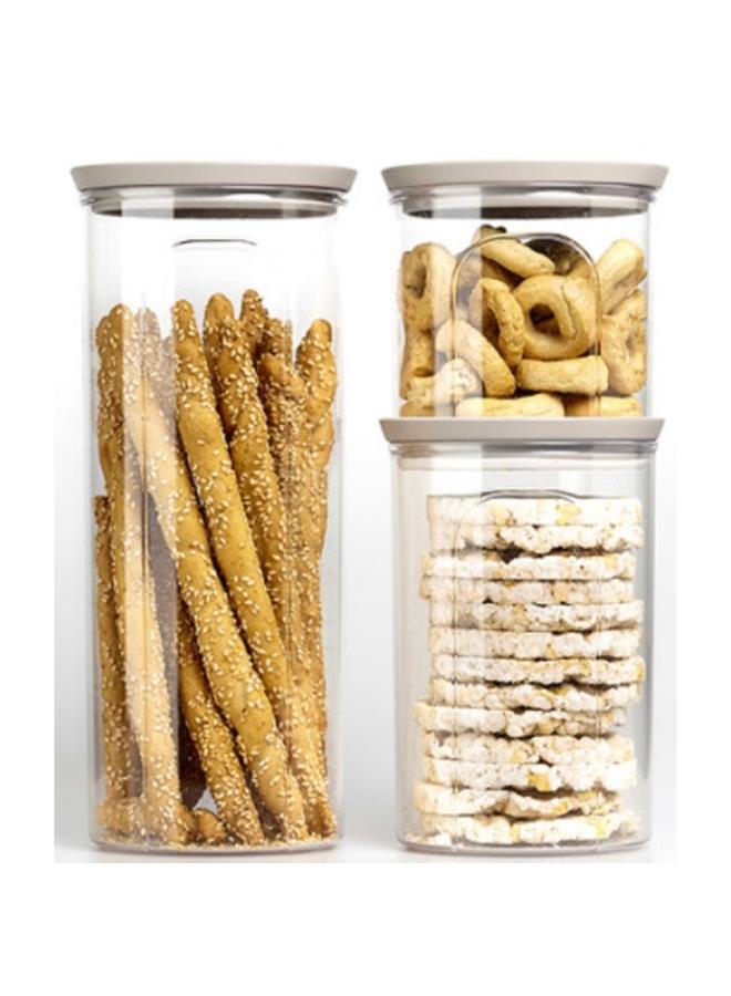 Stefanplast 3-Piece Tosca Round Plastic Jar Set Clear and Beige 55681 - Image 4