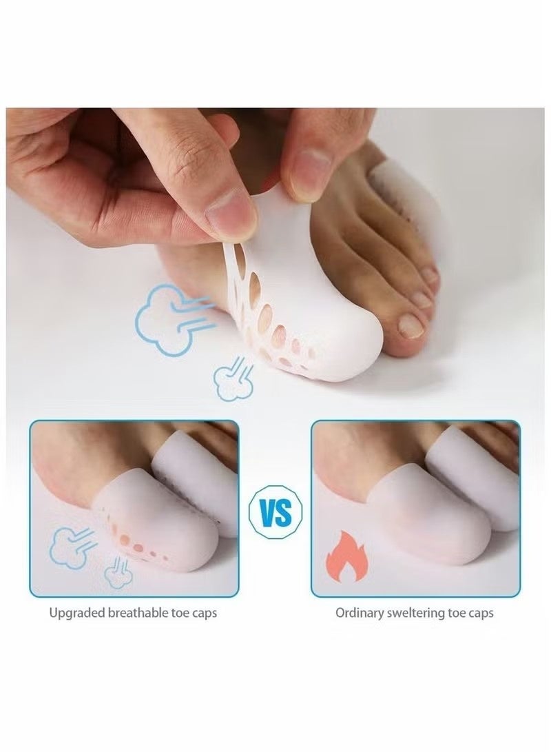 12 PCS Gel Toe Caps, Breathable Silicone Toe Protectors Sleeve Bunion Pads Cushion Big Toe Guards for Protection of Ingrown Toenails Corns Calluses Blisters - Image 3