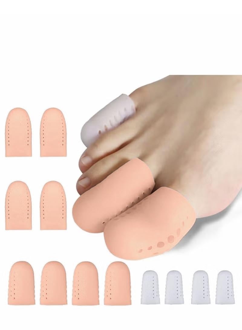 12 PCS Gel Toe Caps, Breathable Silicone Toe Protectors Sleeve Bunion Pads Cushion Big Toe Guards for Protection of Ingrown Toenails Corns Calluses Blisters - Image 1