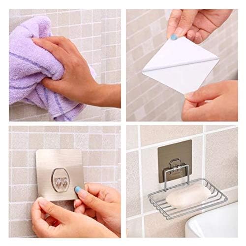 GOMNIK Stainless Steel Double Layer Soap Dish Holder Waterproof Wall Mount Rack for Bathroom Kitchen Sink Organizer Tray Rustproof, Durable, Drainage Design, Easy Install - Image 4