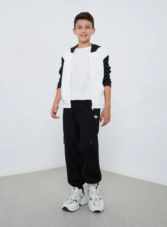 Styli Kids Color Block Zip-Up Hoodie Jacket