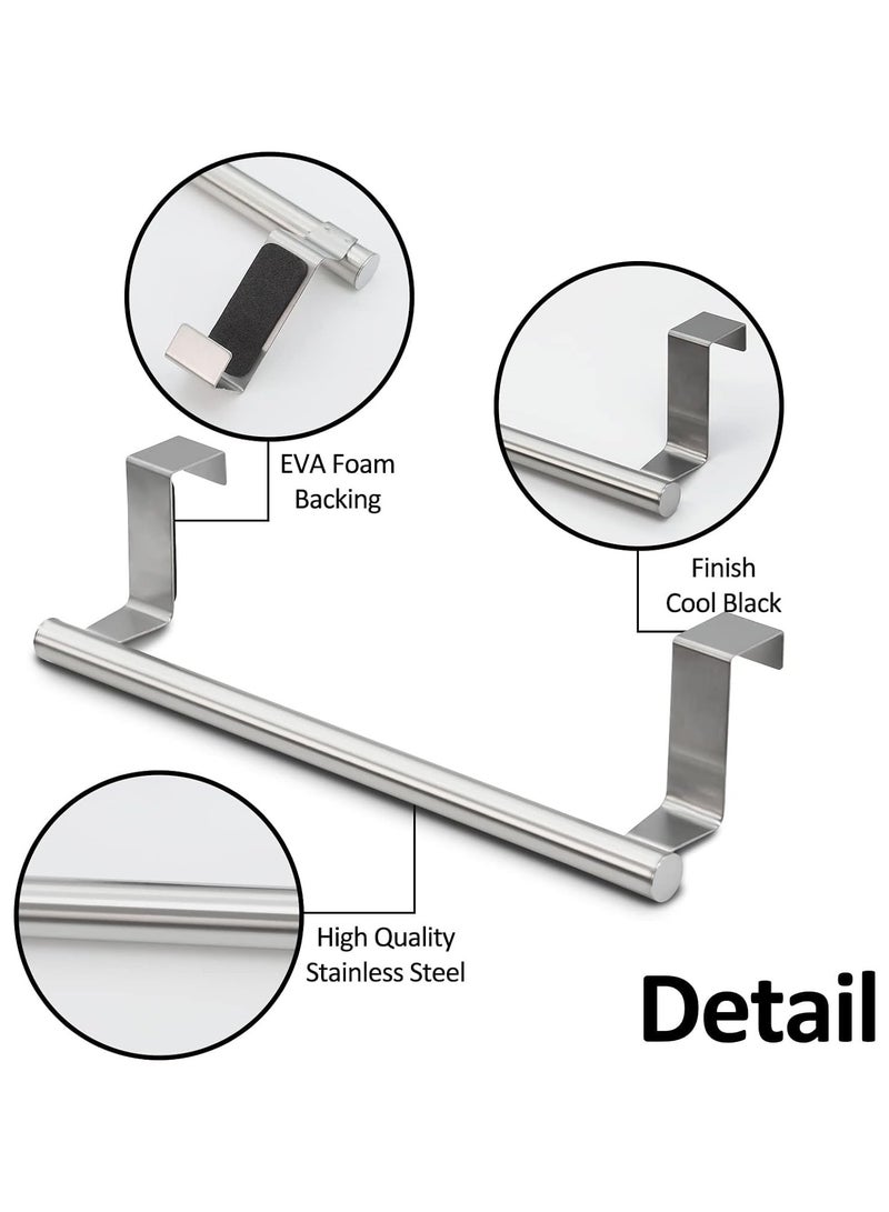 Loquat 2 Pieces Kitchen Cabinet Towel Bar Holder, Fits on Cupboards over Cabinet Door, Towel and Wash Cloth Hanging Storage Accessories, Strong Modern Design Stainless Steel (Silver) - Image 4