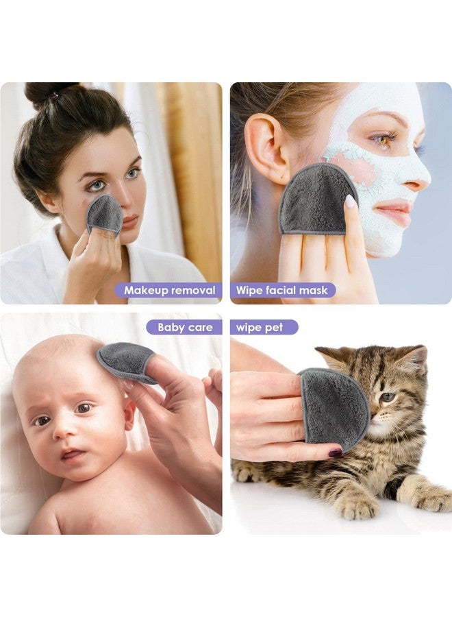 SUNLAND SUNLAND Reusable Makeup Remover Pads for Face,Eye,Lips 16 Pack Microfiber Face Cleansing Gloves Washable with Laundry Bag and Travel Bag Rounds Toner Pads (Round 3.15inchx16, Dark Grey)  - Image 2