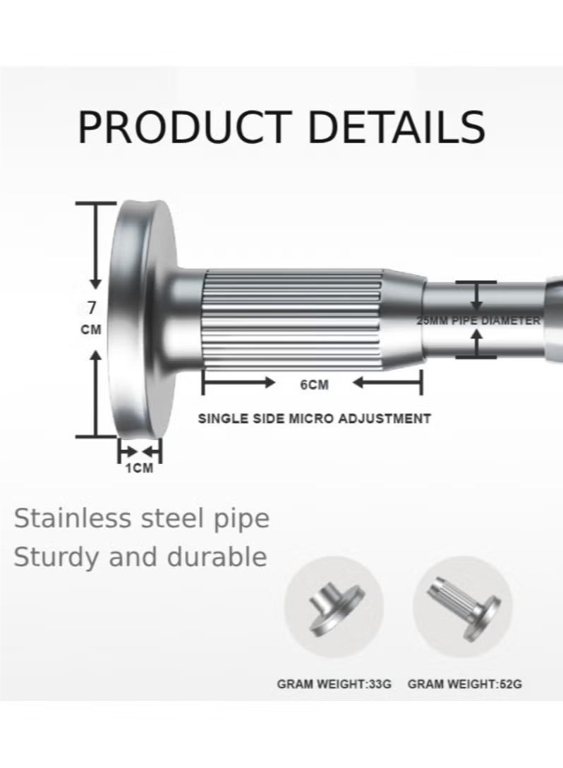 Monda Adjustable Shower Curtain Rod, Stainless Steel, 160-250cm Extendable Tension, No Drilling Telescopic Curtain Pole, Heavy-Duty 64kg Load Capacity, Perfect for Bathroom/Kitchen/Balcony - Image 3