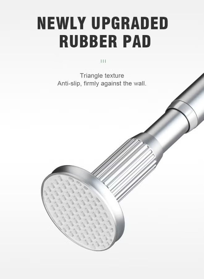 Monda Adjustable Shower Curtain Rod, Stainless Steel, 160-250cm Extendable Tension, No Drilling Telescopic Curtain Pole, Heavy-Duty 64kg Load Capacity, Perfect for Bathroom/Kitchen/Balcony - Image 2