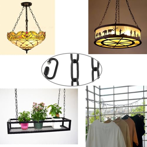 WOERFU 6 feet Black Pendant Light Fixture Chain Permits Installation of Chain-Hung Fixtures On High Ceilings with Maximum Fixture Weight of 50 Pounds - Image 2