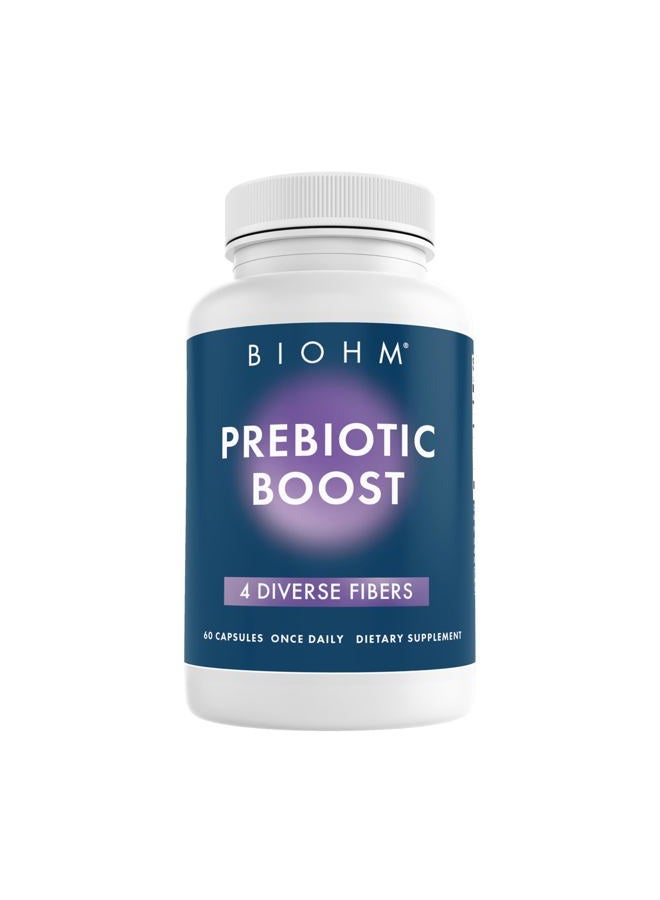 BIOHM مكمل الألياف البريبايوتيك (60 كبسولة) 4 ألياف غذائية متنوعة لدعم بيئة البروبيوتيك، يساعد في تحسين صحة الأمعاء والجهاز المناعي، يحتوي على الإينولين ومسحوق بكتين التفاح - Image 1