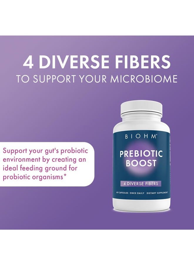 BIOHM مكمل الألياف البريبايوتيك (60 كبسولة) 4 ألياف غذائية متنوعة لدعم بيئة البروبيوتيك، يساعد في تحسين صحة الأمعاء والجهاز المناعي، يحتوي على الإينولين ومسحوق بكتين التفاح - Image 2