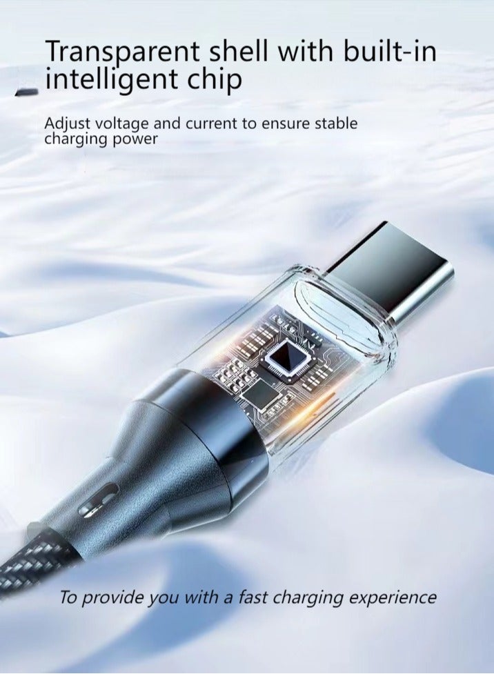 Wholesale goods |Crystal-Clear Smart Dual-Core 120W Fast Charging Cable  (Type-C/Lightning Dual-Port Edition) PD/QC Multi-Protocol Compatible | Real-Time Power Display | Thickened Copper Core | Nylon Braided Anti-Bending  - Image 2