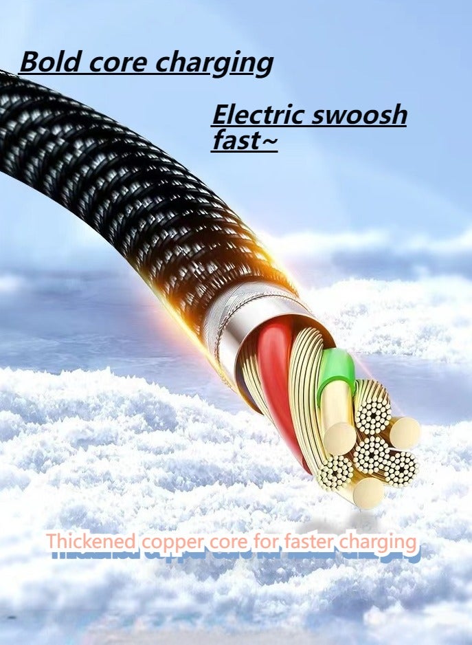 Wholesale goods |Crystal-Clear Smart Dual-Core 120W Fast Charging Cable  (Type-C/Lightning Dual-Port Edition) PD/QC Multi-Protocol Compatible | Real-Time Power Display | Thickened Copper Core | Nylon Braided Anti-Bending  - Image 4