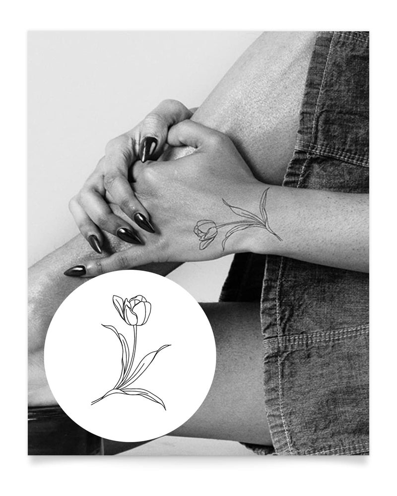 inkbox Inkbox Temporary Tattoos, Semi-Permanent Tattoo, One Premium Easy Long Lasting, Water-Resistant Temp Tattoo with For Now Ink - Lasts 1-2 Weeks, Simple Tulip, 4 x 4 in 