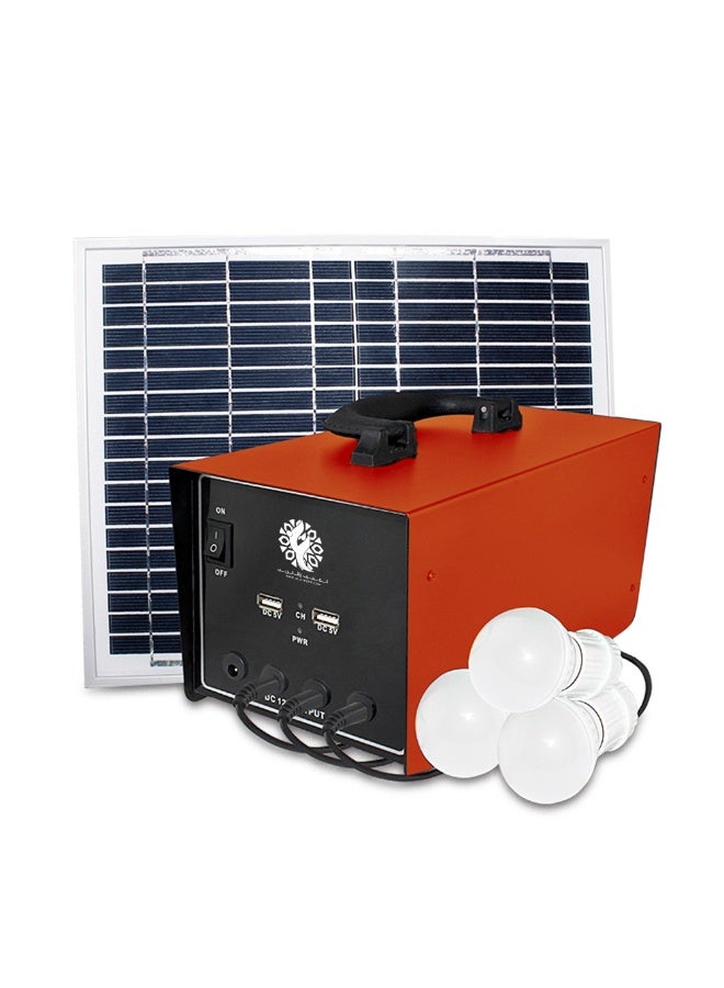 DENX DX3634 Solar Power System | Portable Solar Inverter with Battery | 18V 15W Solar Panel | Orange - Image 3