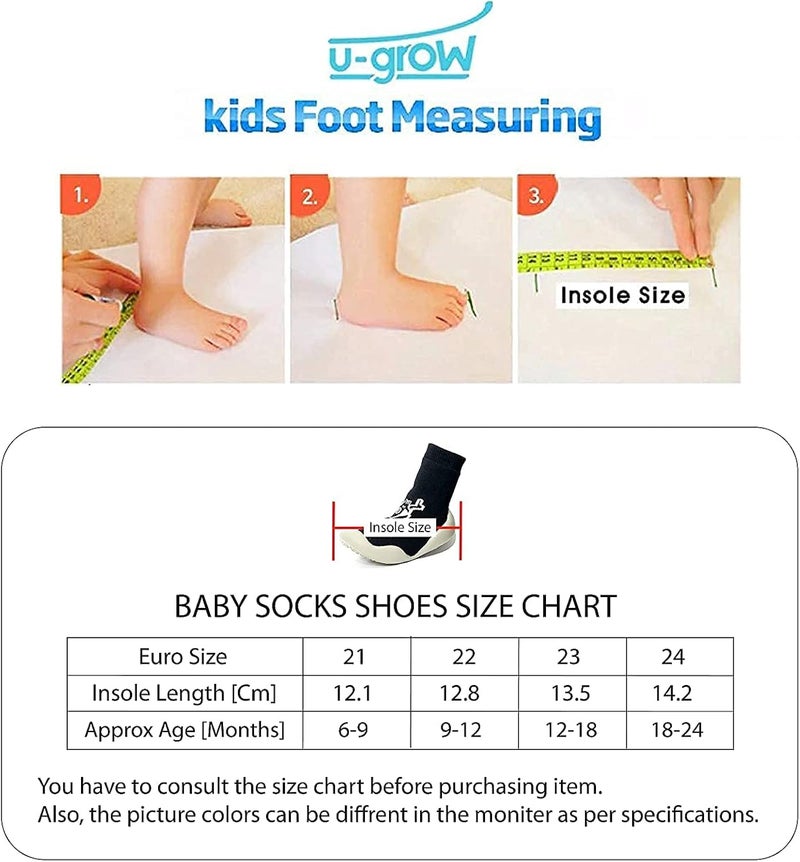 u-grow Baby Shoes Anti-Skid Breathable Soft & Comfortable Shoes (Euro SIZE-22) Pink - Image 2