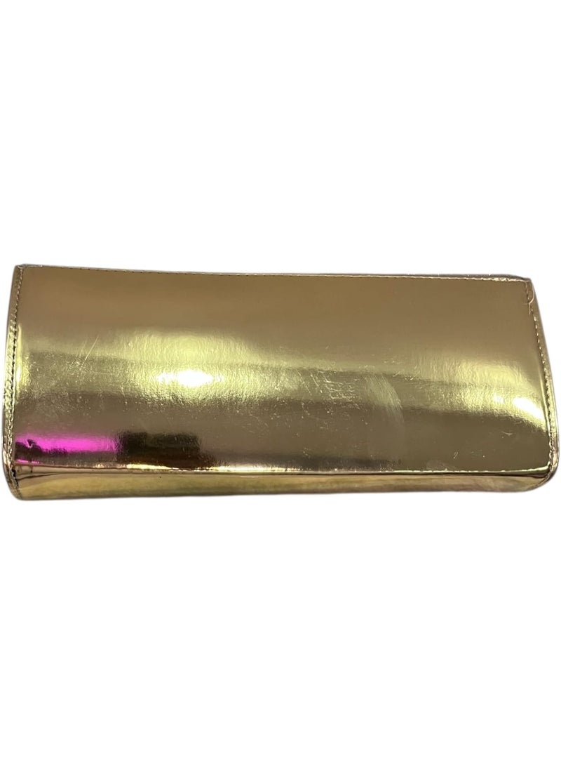 Elegant Women Soiree Handbag Shiny Design Chain Shoulder Strap Evening Bag gold - Image 2