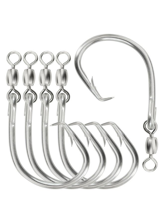 BLUEWING Offset Circle Hook with Swivel 5pcs Stainless Steel Fishing Hooks Extra Sharp Fish Hooks for Freshwater Saltwater Fishing, Size 13/0 - Image 1