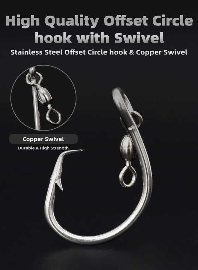 BLUEWING Offset Circle Hook with Swivel 5pcs Stainless Steel Fishing Hooks Extra Sharp Fish Hooks for Freshwater Saltwater Fishing, Size 13/0 - Image 5
