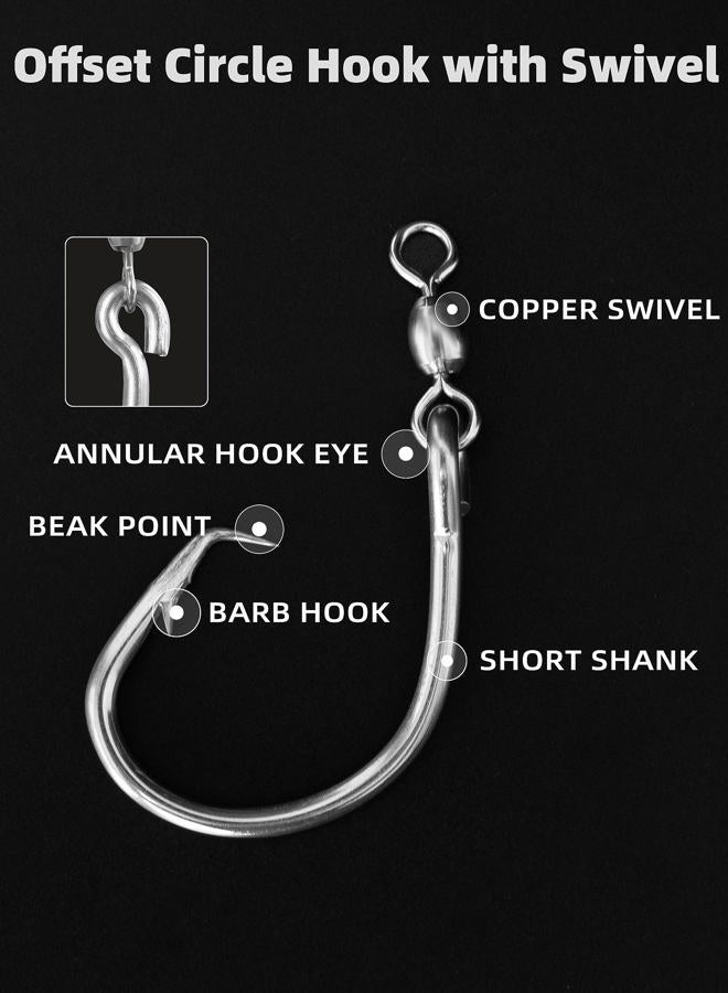 BLUEWING Offset Circle Hook with Swivel 5pcs Stainless Steel Fishing Hooks Extra Sharp Fish Hooks for Freshwater Saltwater Fishing, Size 13/0 - Image 3