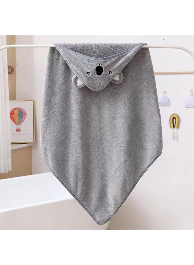 Coral Fleece Kids Bath Towel Baby Animal Hooded Soft Throw Blanket Bath Towel Swaddle(Koala)  - Image 2
