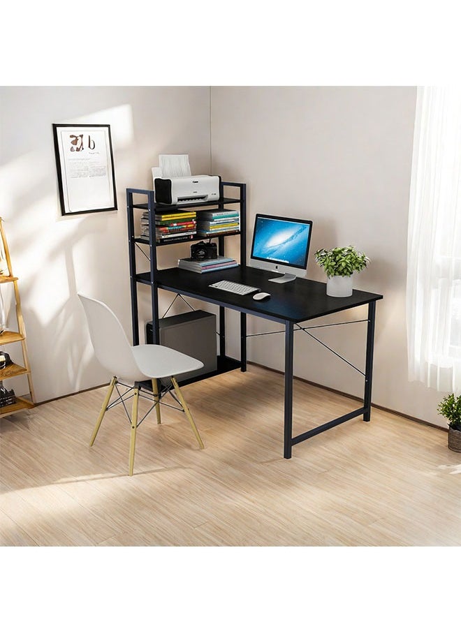 Peachjoy - Study Table With Storage Computer Desk Black 120 x 55 x 72cm - Image 1