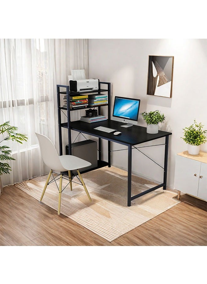 Peachjoy - Study Table With Storage Computer Desk Black 120 x 55 x 72cm - Image 1