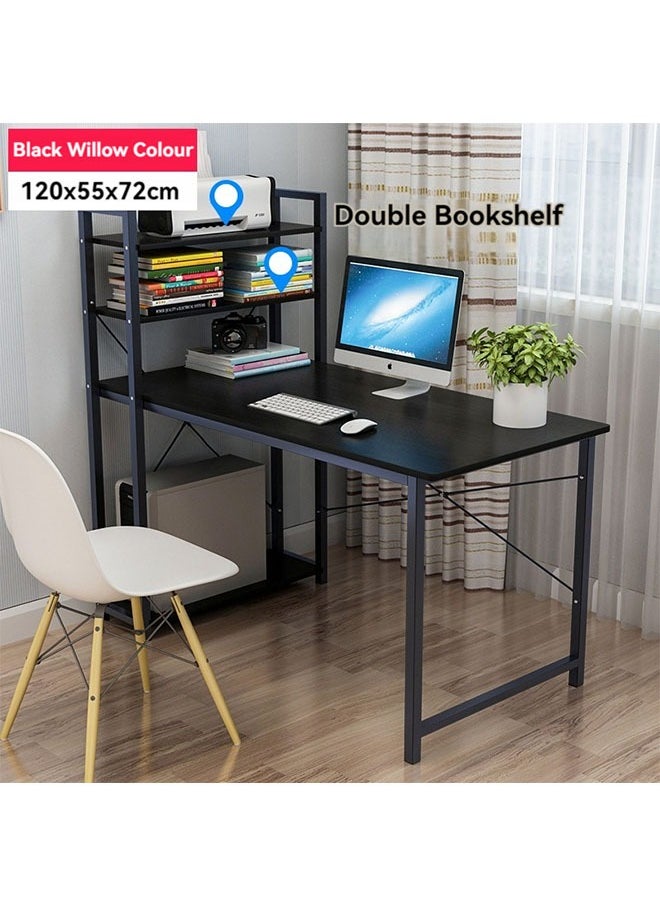 Peachjoy - Study Table With Storage Computer Desk Black 120 x 55 x 72cm - Image 1