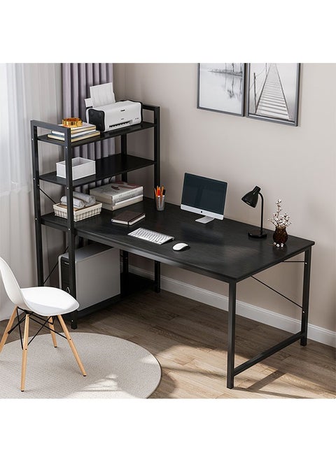 Study Table With Storage Computer Desk Black 120 x 55 x 72cm