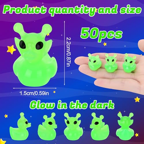 GGSTDDUP 50 Pcs Alien Ducks Toy Figures Mini Alien Resin Ducks Bulk Tiny Aliens Figurine Dress up Duck Toy for Party Favors Luminous Aliens - Image 5