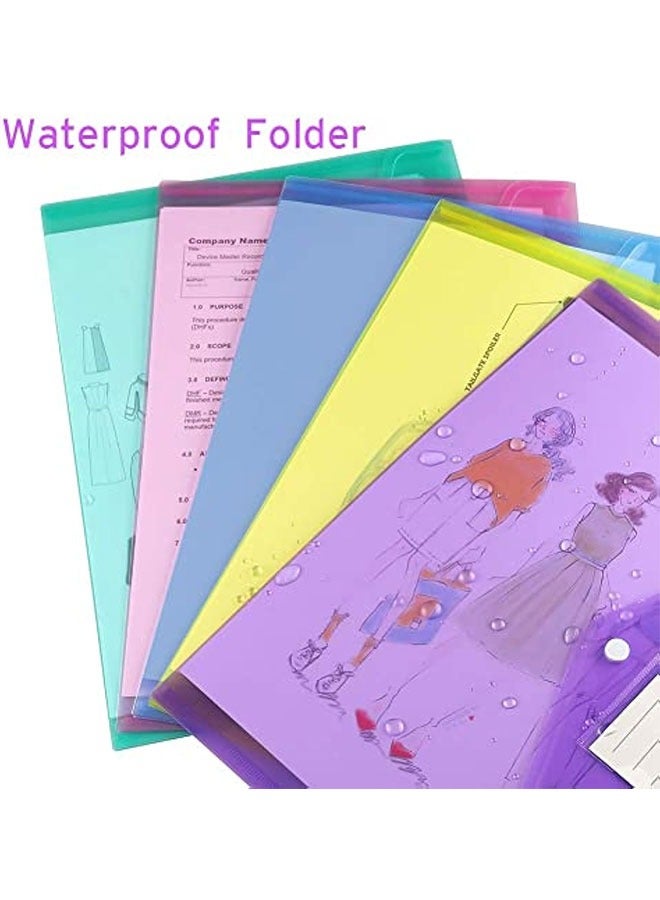 6 Pack Folders Plastic Envelopes, Letter A4 Size Poly File Envelopes with Label Pocket, Snap Button for Home Work Office Organizer, 6 Colors - Image 3