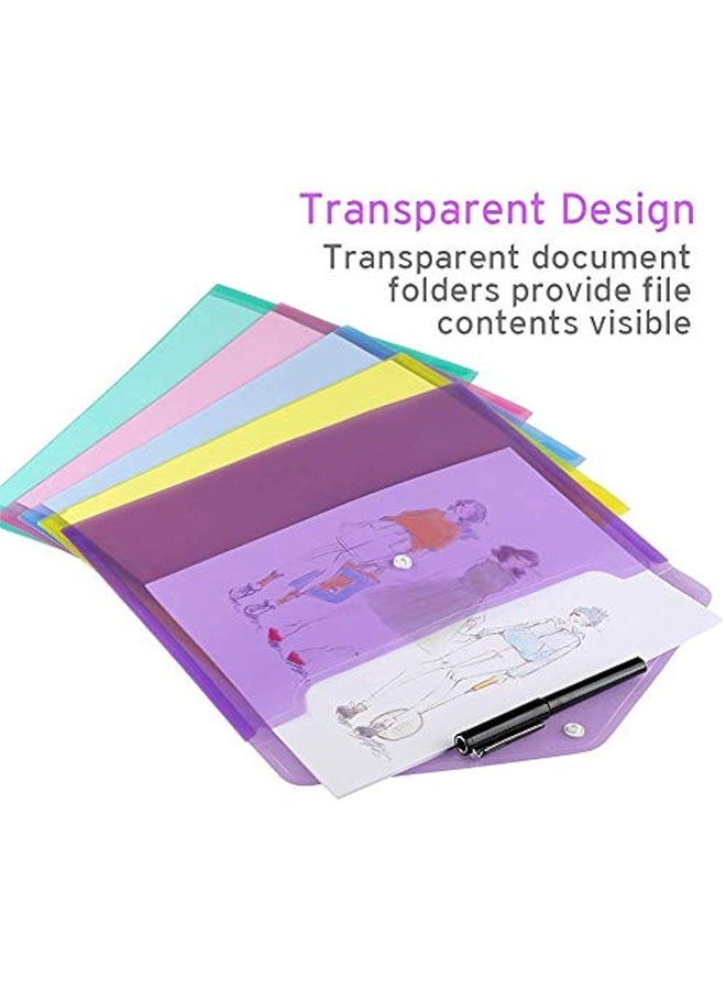 6 Pack Folders Plastic Envelopes, Letter A4 Size Poly File Envelopes with Label Pocket, Snap Button for Home Work Office Organizer, 6 Colors - Image 5