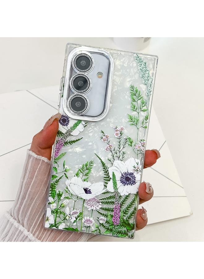 S-TOP Case For Samsung Galaxy S25 5G Electroplating Flowers Plants Texture TPU Phone Case - Image 1