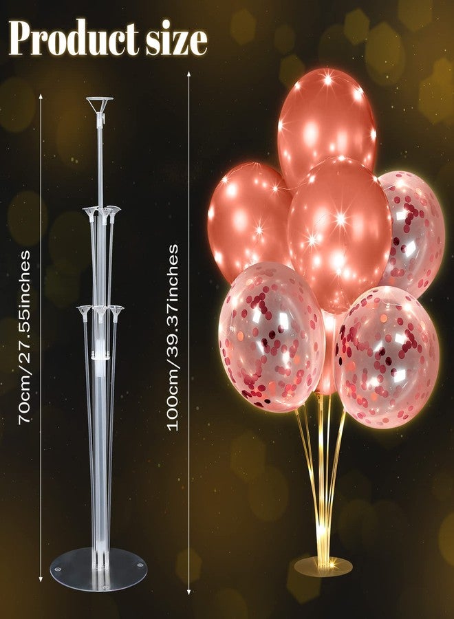 Junkin 4 Set Christmas Table Balloon Stand Kit with Lights Balloons Holders Centerpieces for Table Light up Tabletop Centerpieces for New Year Winter Birthday Wedding Baby Shower(Rose Gold) - Image 3