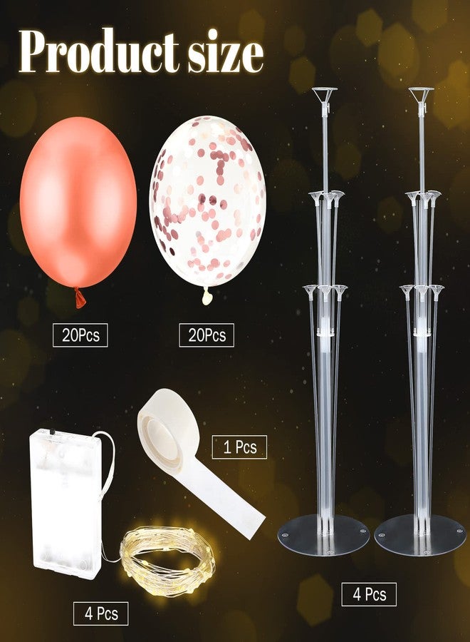 Junkin 4 Set Christmas Table Balloon Stand Kit with Lights Balloons Holders Centerpieces for Table Light up Tabletop Centerpieces for New Year Winter Birthday Wedding Baby Shower(Rose Gold) - Image 4
