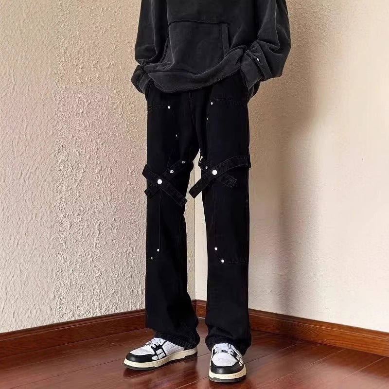 Unisex Classic Denim Jeans Loose Fit Daily Outdoor Wear - Image 3