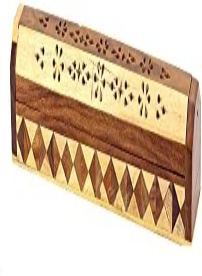 AKDC Wooden Hand Carved Coffin Incense Burner Brass Inlays & Storage Incense Holder, Incense Stick Stand, Stick Holder, Incense Burners | Handmade | Ash Catcher (30X6X6Cm) - Image 3