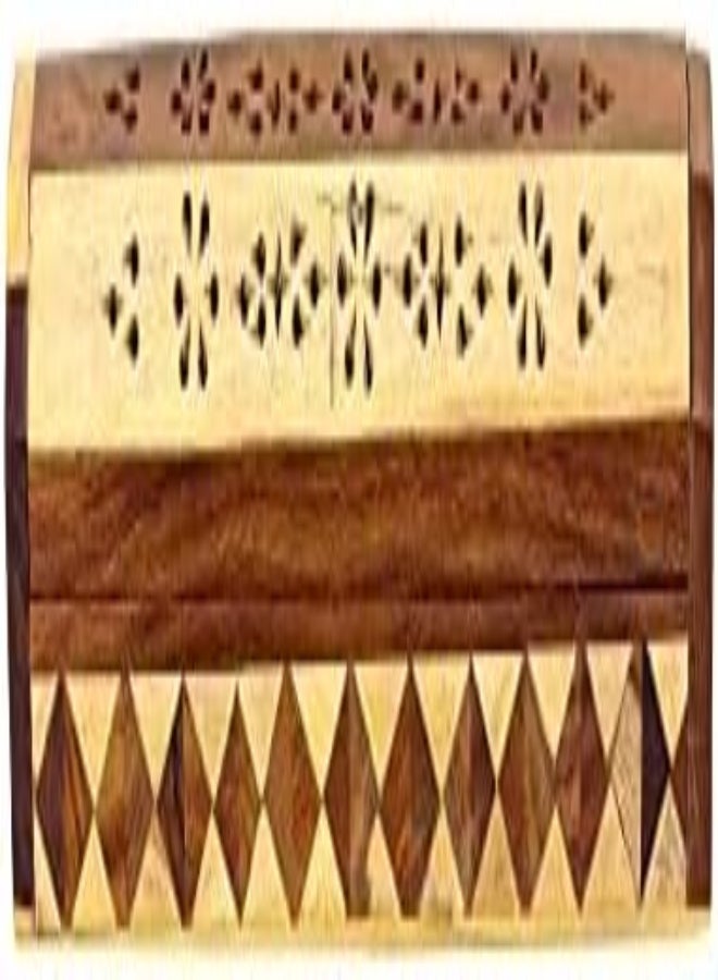 AKDC Wooden Hand Carved Coffin Incense Burner Brass Inlays & Storage Incense Holder, Incense Stick Stand, Stick Holder, Incense Burners | Handmade | Ash Catcher (30X6X6Cm) - Image 2